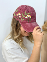 Özel Tasarım Nakışlı Kadın Şapka - Bordo