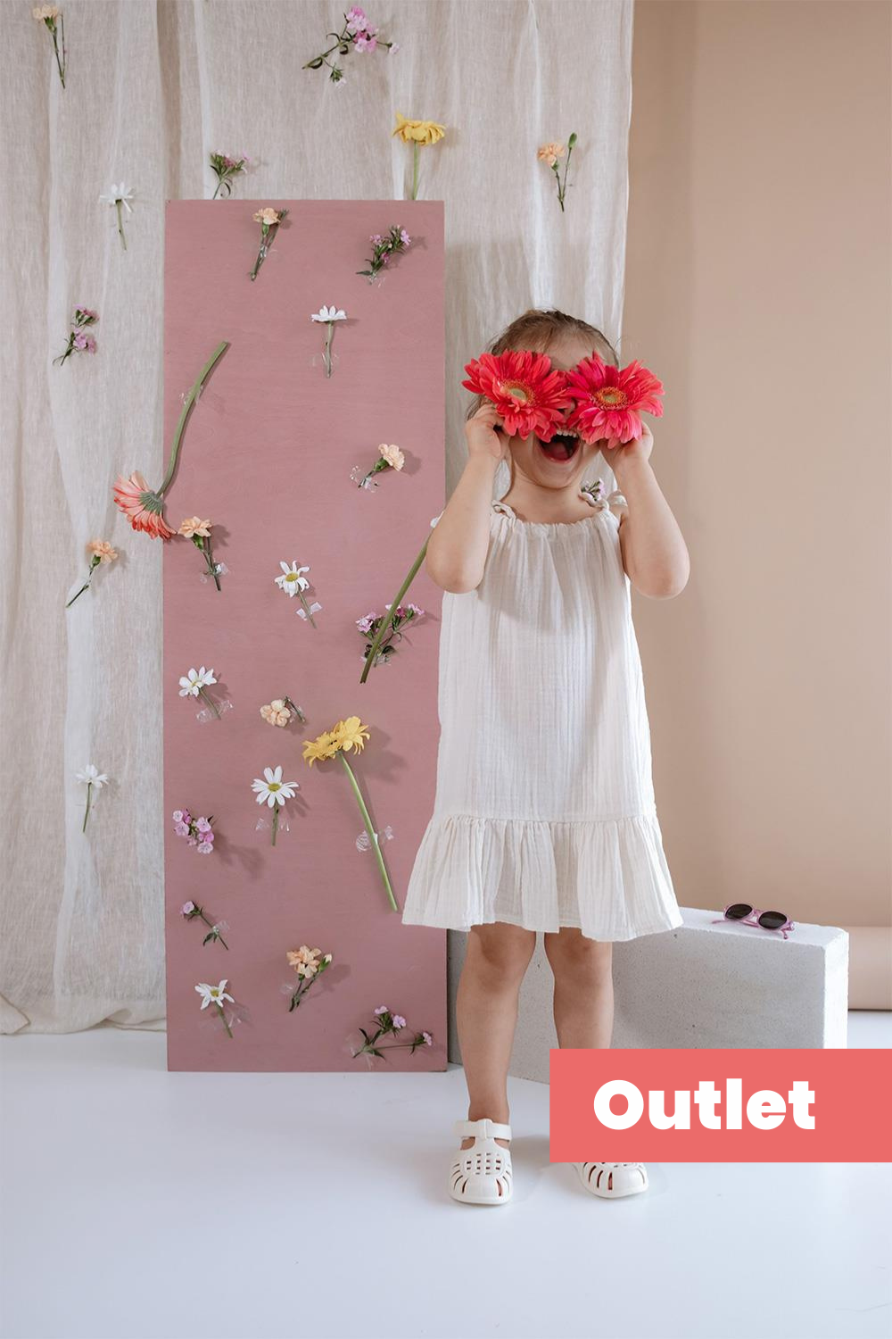 OUTLET Krem Müslin Elbise