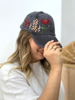 Özel Tasarım Nakışlı Kadın Şapka - Antrasit