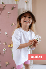 BABYBEK OUTLET Premium Oversize Unisex Çocuk Beyaz T-shirt