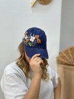 Özel Tasarım Nakışlı Kadın Şapka - Koyu Lacivert