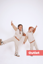 OUTLET BabyBEK Premium Unisex Eşofman Takımı - Kahverengi Damalı