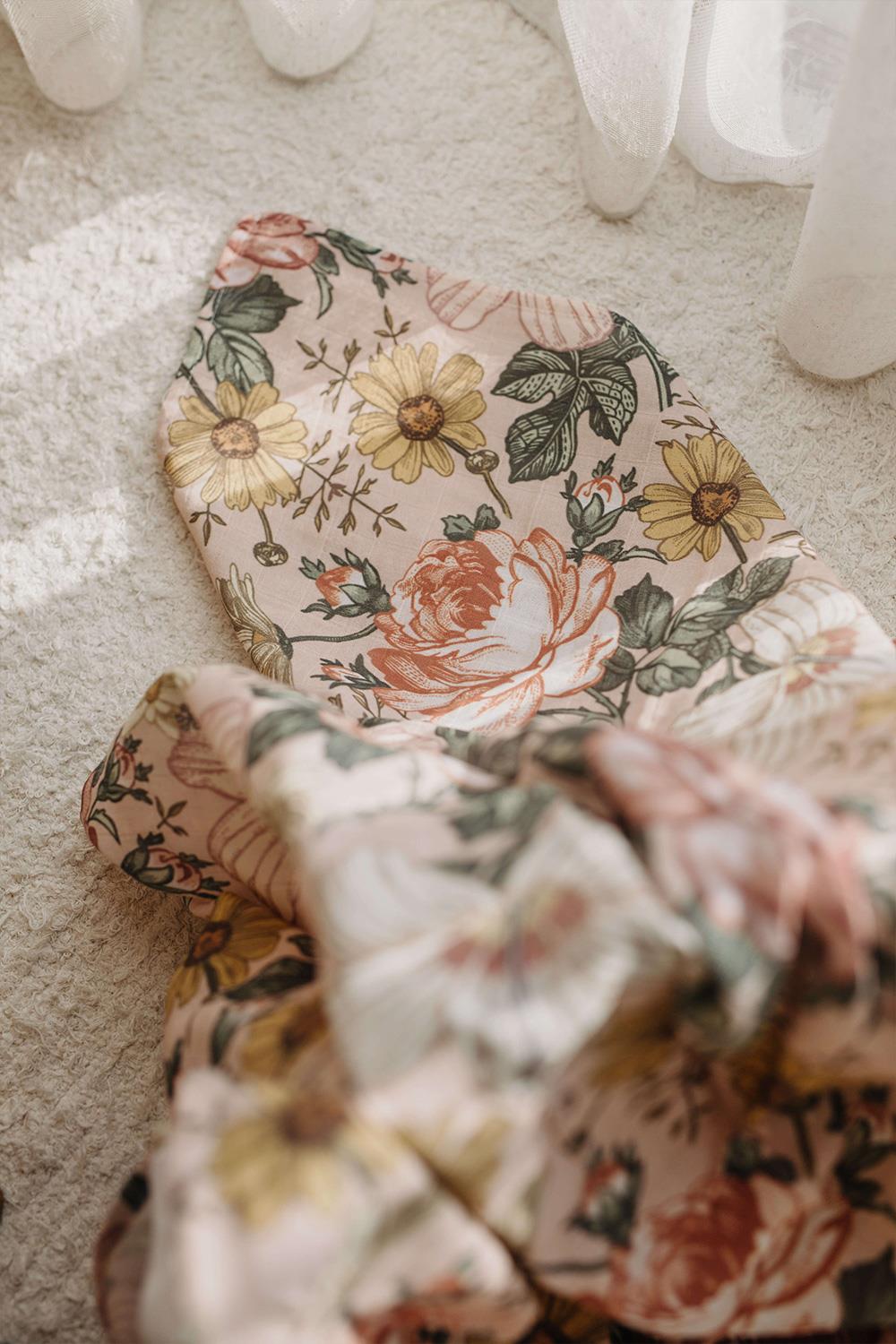 Vintage Rose Pembe Müslin Örtü
