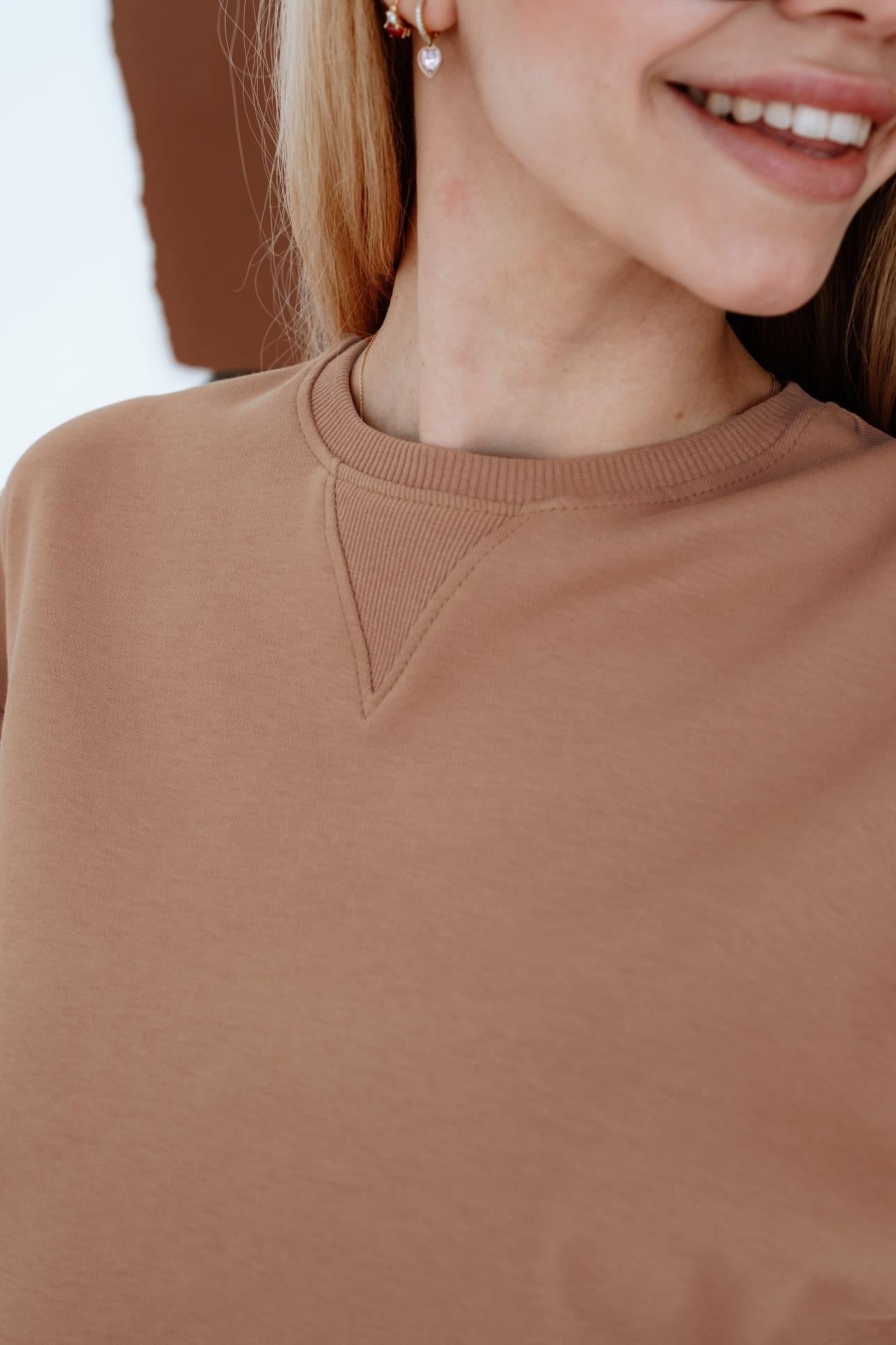 BABYBEK Premium Kadın Oversize Kahverengi T-shirt