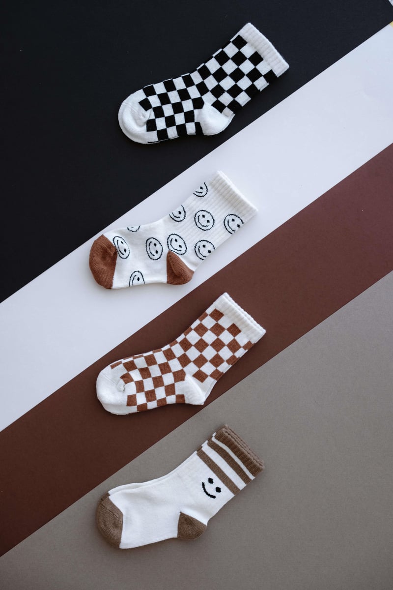 BABYBEK Smiley Chess Premium 4'lü Çorap Seti